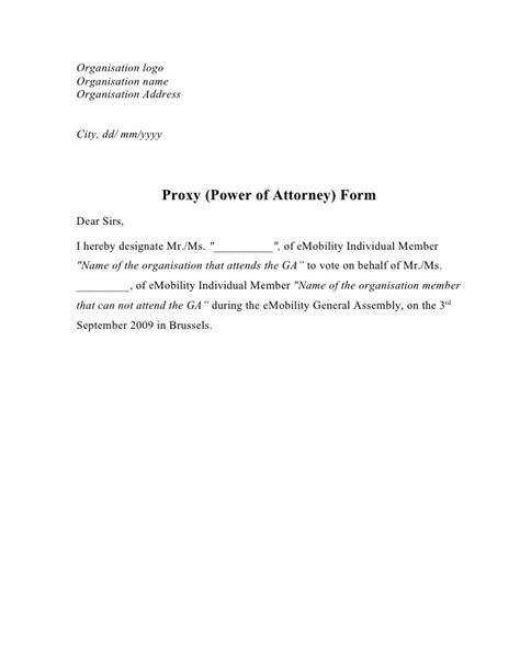 Letter Of Attorney Template Printable Sample Power Of Attorn