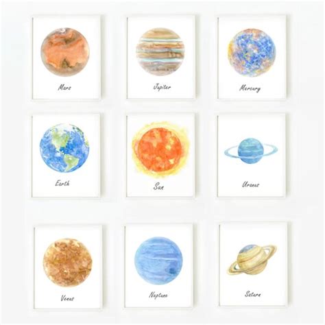 Planet Print Set Planet Printables Solar System Printables Etsy