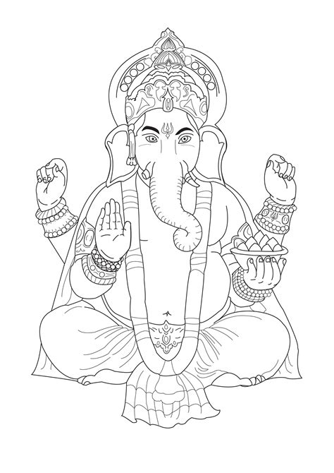 Ganesh Hinduísmo Páginas para colorir para crianças