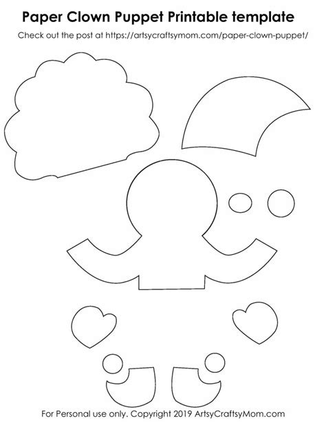 Paper Clown Puppet For Kids Free Printable Template