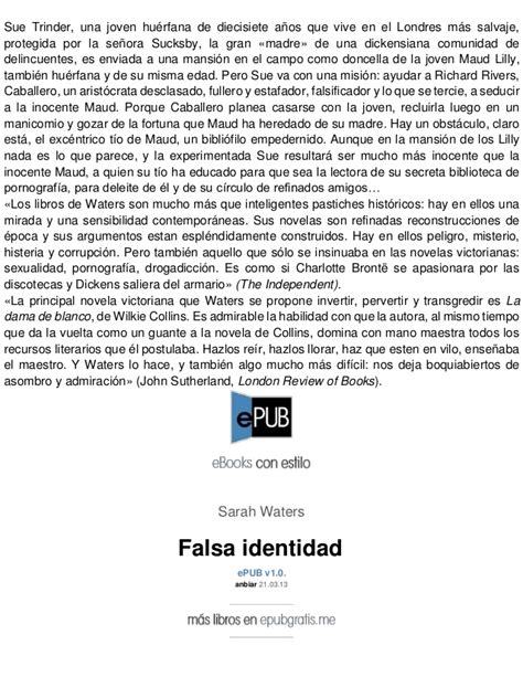 Falsa Identidad Sarah Waters Pdf Lasopabrown