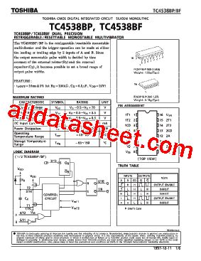 TC4538BP Datasheet PDF Toshiba Semiconductor