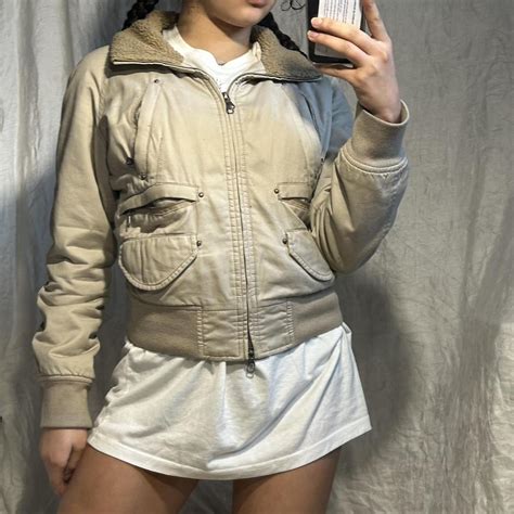 Adorable Beige Firetrap Jacket With Sheepskin Fur Depop