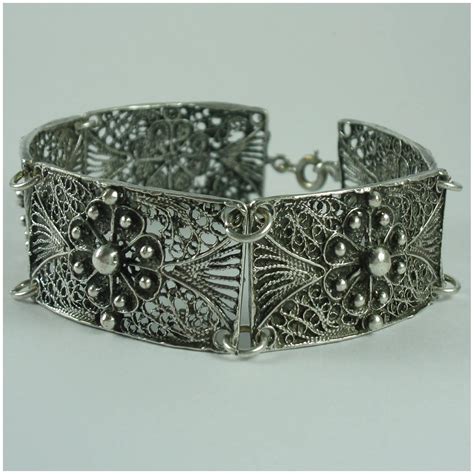 Vintage Silver Filigree Panel Bracelet Silver Filigree Vintage