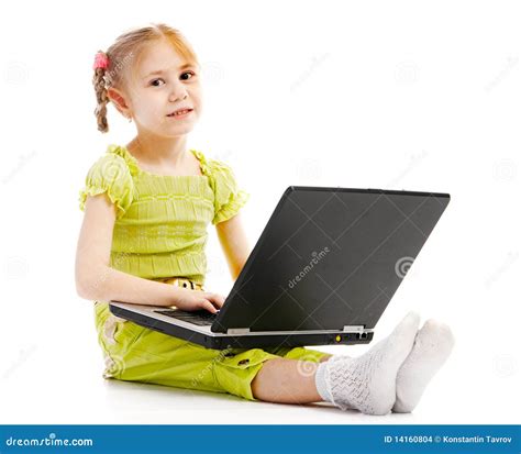 Portrait Child With Laptop Stock Photo Image Of Look 14160804