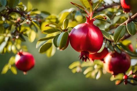 Premium Ai Image Pomegranates On A Tree Branch