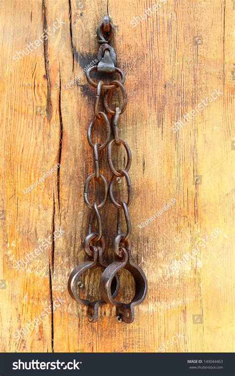 Metal Forged Shackles On Chain Hanging Stock Photo 149044463 Shutterstock