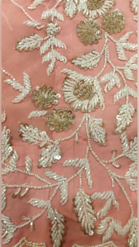 Pure Organza Fabric Handwork Moti Work Sequence Embroidery Digener