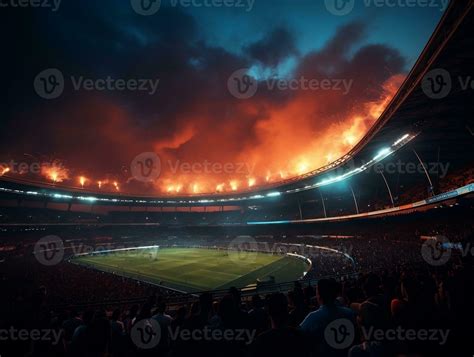 Amazing atmosphere in soccer match stadium generative ai 30531342 Stock