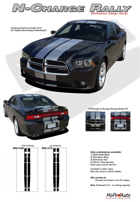 N Charge Rally Dodge Charger Racing Stripes Hood Stripe Bumper To Bumper Decal Kit Fits 2011