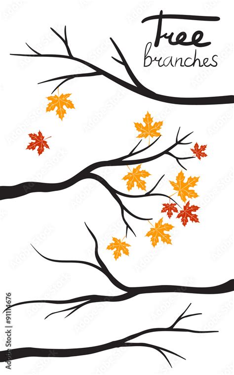 Autumn Tree Branch Vector