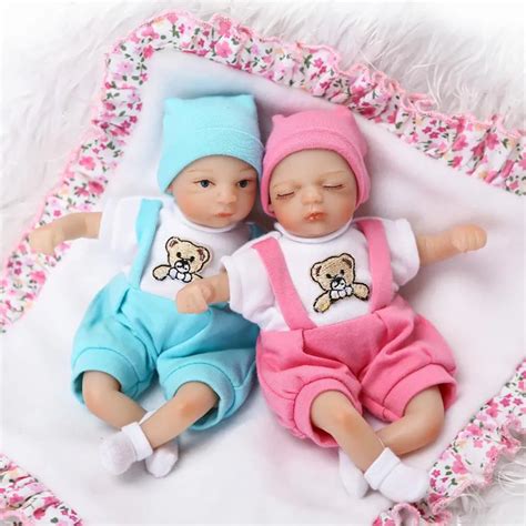 20cm Mini Twins Doll Small Pocket Dolls Classic Handmade Vinyl Silicone Palm dolls Reborn Baby ...