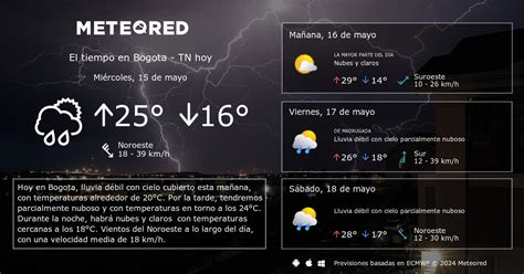 El Tiempo En Bogota Tn Predicción A 14 Días Meteored