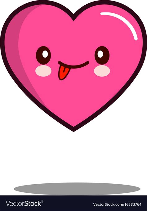 Emoticon Cute Love Heart Cartoon Character Icon Vector Image