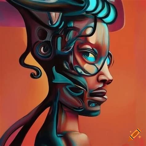 Surrealism Abstract Artwork Of A Cyborg Bull