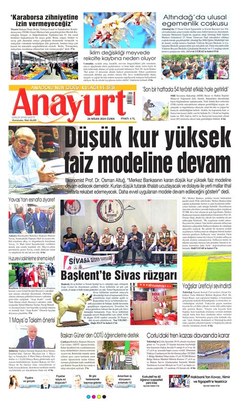 Anayurt Gazetesi Anayurt Manşet Oku Haberler 26 Nisan 2024