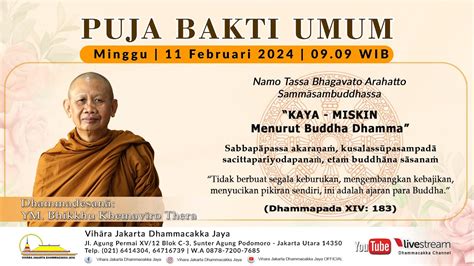 Puja Bakti Pagi Minggu Februari Ym Bhikkhu Khemaviro