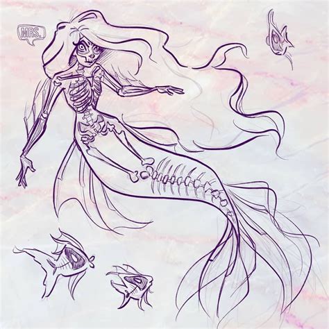 Mermay Day 1 Ghost Skeleton Mermaid Mermaid Art Mermaids And Mermen