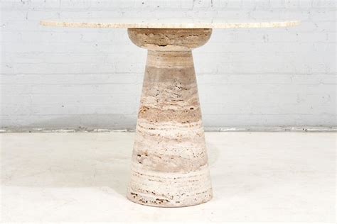 angelo mangiarotti travertine pedestal dining table italy