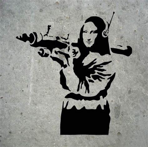 Banksy Mona Lisa with Rocket Launcher Graffiti Wall Decal Sticker Vinyl