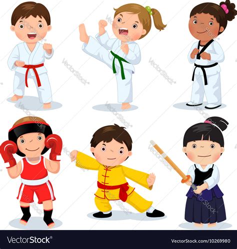 Martial arts kids Children fighting judo taekwondo