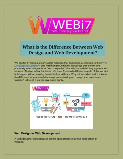 What Is The Difference Between Web Design And Web Development