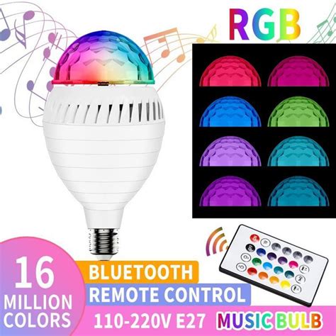 RGB Color Rotating Bulb,E27,LED Party Bulbs Colored Strobe Light Bulb Multi Crystal Stage Lights ...