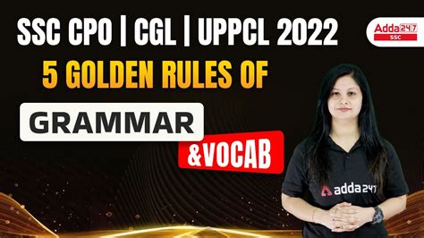 Ssc Cpo Cgl Uppcl Golden Rules Of Grammar Vocab Youtube