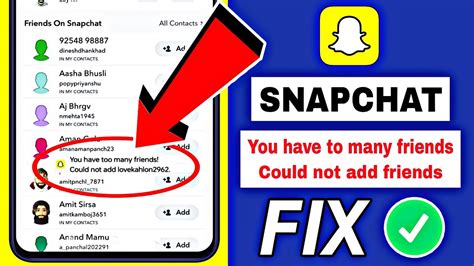 Snapchat You Have Too Many Friends Could Not Add Problem Something