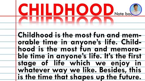 Essay On Childhood Childhood Memories Youtube