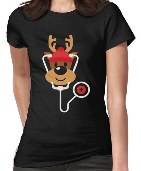 Cute Reindeer Nurse Christmas Fitted T Shirt By Mrsmitful Christmas