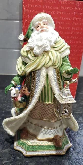 FITZ FLOYD Santa Gregorian Musical Figurine Holiday 9 Tall White