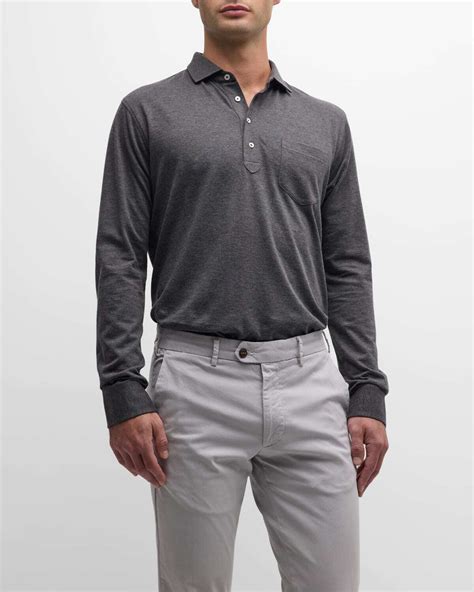 Peter Millar Amble Cotton-Cashmere Polo Shirt In Charcoal - 51% Off | Editorialist