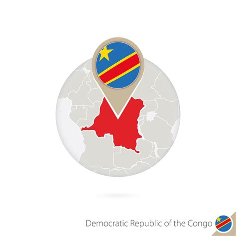 DR Congo map and flag in circle. Map of DR Congo, DR Congo flag pin ...