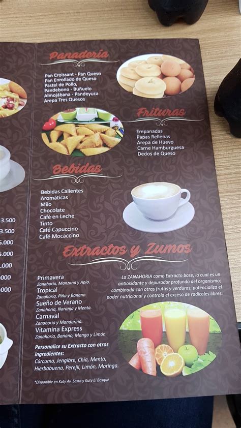 Carta de Panadería Kuty Cali Av 6 Nte 27 03