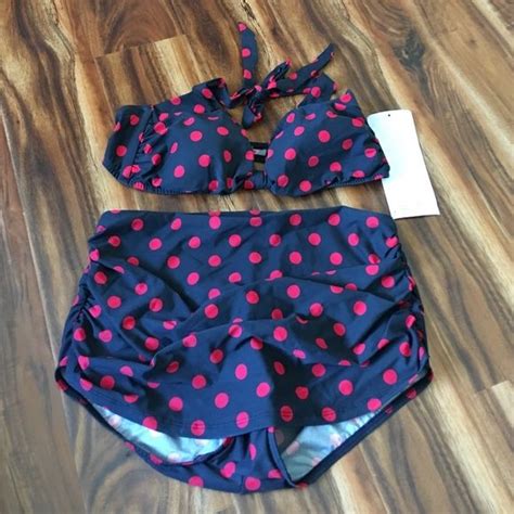 Super Cute Retro Bikini Black With Red Polka Dots Retro Bikini Black