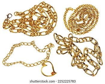 Set Various Jewelry Chains Isolated On