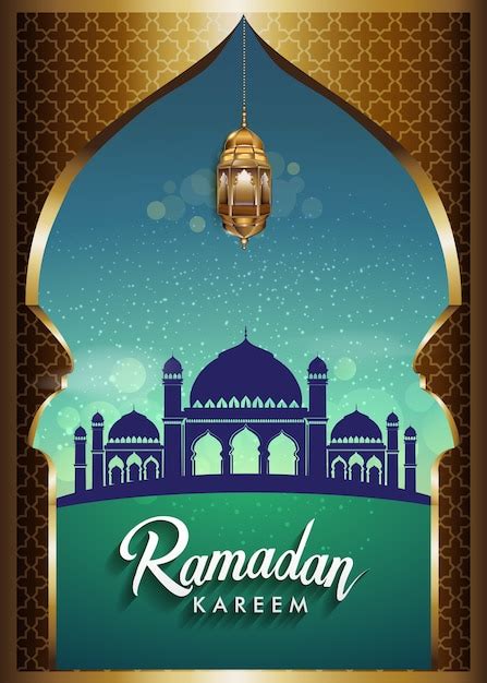 Fondo de ramadán plantilla de tarjeta de saludos elegante Vector Premium