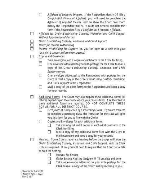 Wyoming Checklist For Packet Petitioner Establishment Of Custody