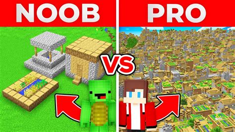 Jj And Mikey Noob Tiny Village Vs Pro Giant Village Survival Battle In