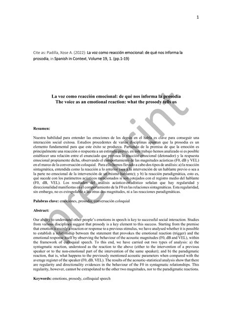 (PDF) La voz como reacción emocional: De qué nos informa la prosodia