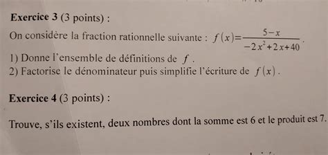 Bonjour J Aimerais De L Aide Pour L Exercice 3 Et 4 Merci De Votre Aide