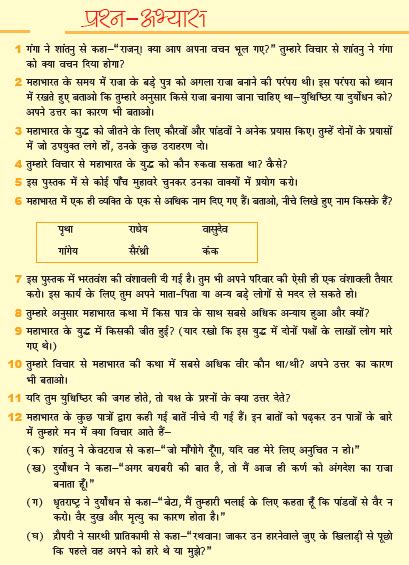 Ncert Class 7 Hindi Bal Mahabharat Prashan Uttar