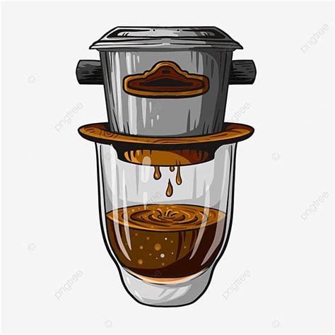 Vietnamese Specialty Filter Coffee Illustration - PNG and PSD