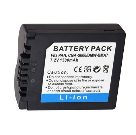 7 4V 1500mAh CGA S006 DMW BMA7 CGR S006E Replacement Battery Bateria