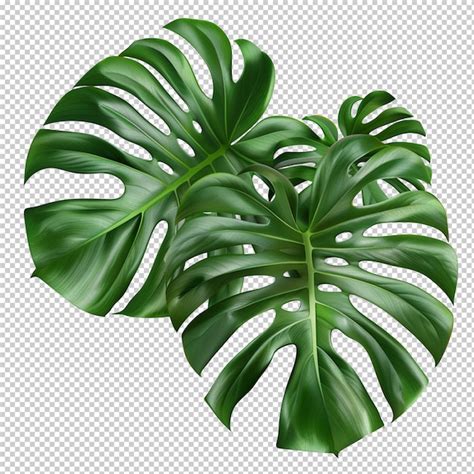 Premium Psd Two Monstera Leaves Isolated On Transparent Background