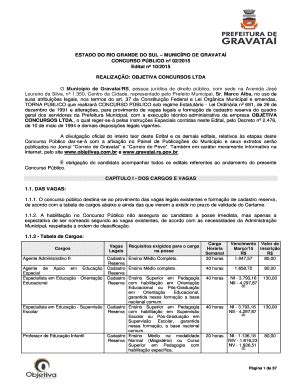 Preenchível Disponível ESTADO DO RIO GRANDE DO SUL MUNICPIO DE GRAVATA