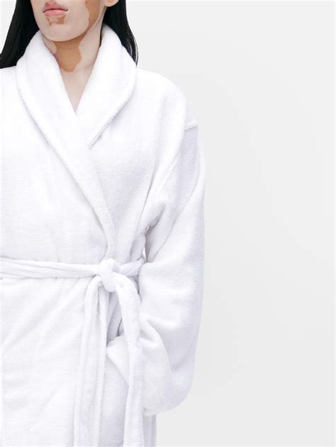 Womens White Cotton Towelling Spa Robe Primark