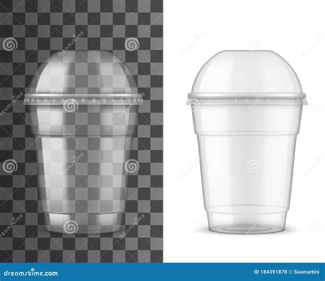 Plastic Cup And Dome Lid Package Realistic Mockup Stock Vector