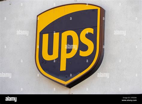 ups logo displayed   building facade representing global shipping